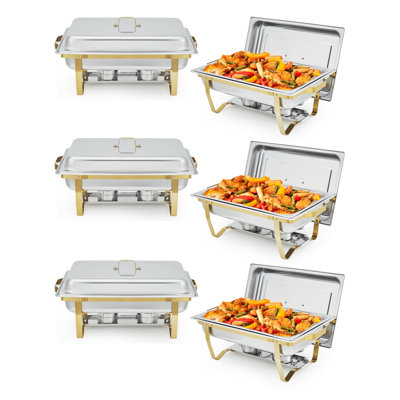 Chafing vaisselle Buffet ensemble de 6, 8QT Buffet Services et ensemble de réchauds avec couvercle et cadre pliable