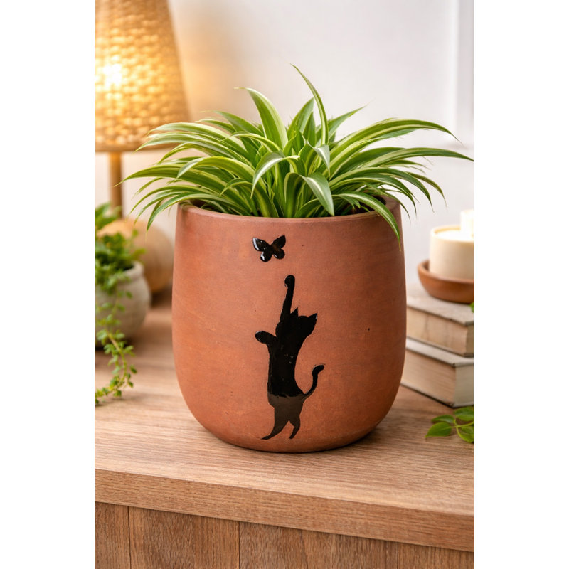8 po. Le Miaulement du Chat - Relief Noir, 9" H x 8" W x 8" D, Brown/Black