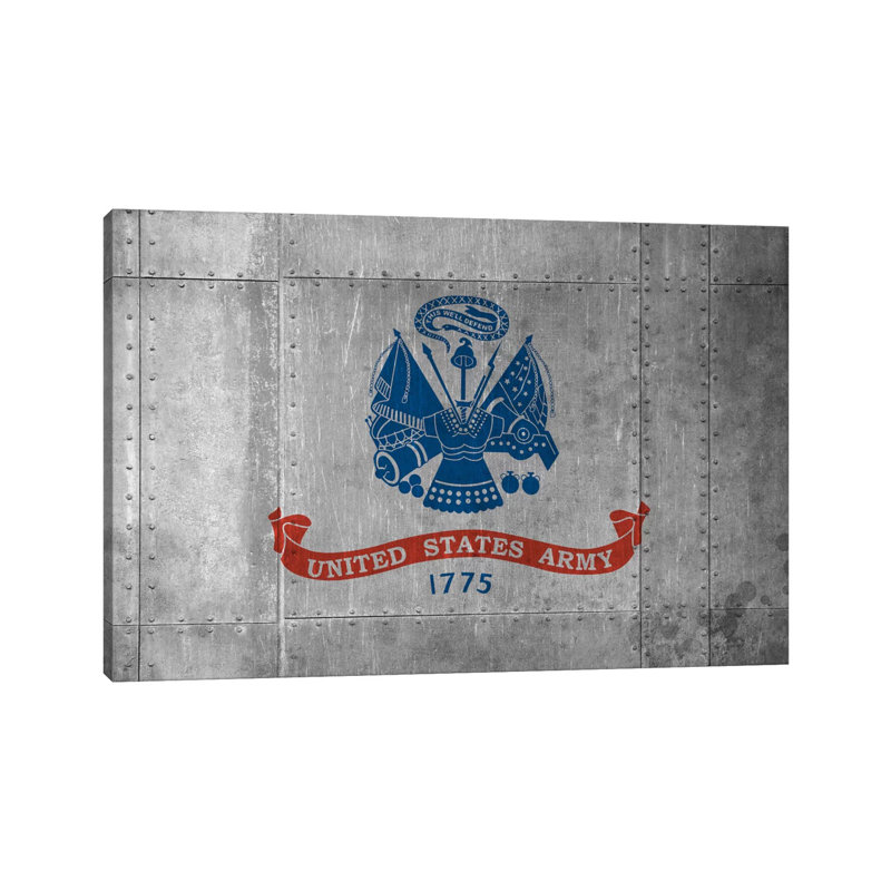 U.S. Army Flag (Riveted Metal Background) II by ICanvas - Wrapped Canvas Print, 101.6 cm H x 66.04 cm W x 3.175 cm D