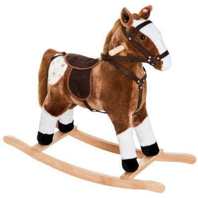 Realistic Sounds Plush Rocking Horse Kids Toy - Brown, Polyester Adventure by Redwood Rover