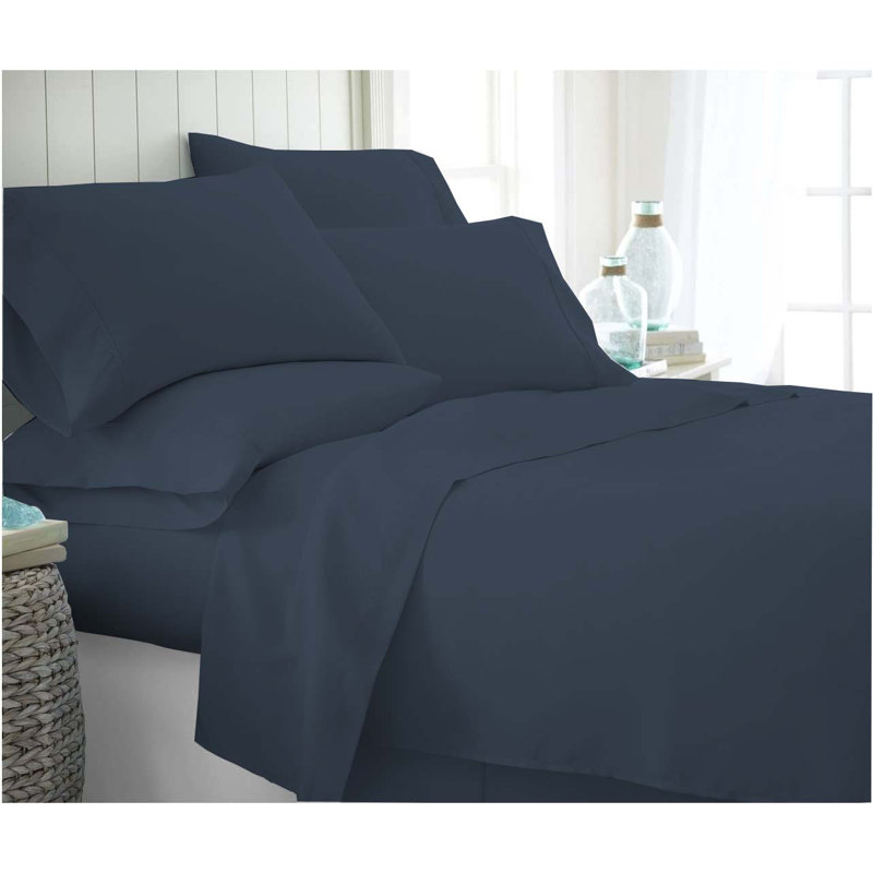  Ensemble de literie douillette en microfibre double 6 pièces 1600 Series, Simple, Bleu marine