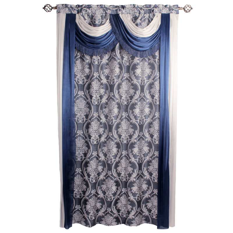 Paire de rideaux obscurcissant avec passe-tringle Luxury Ikat, Bleu