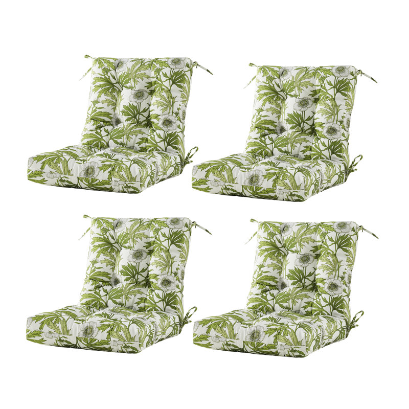  Outdoor Chair Cushions Set Of 4,40"X20"X4",Low Backtufted Thick Outdoor Wicker Lawn Seat Cushion With Ties For Patio Furniture,Floral
