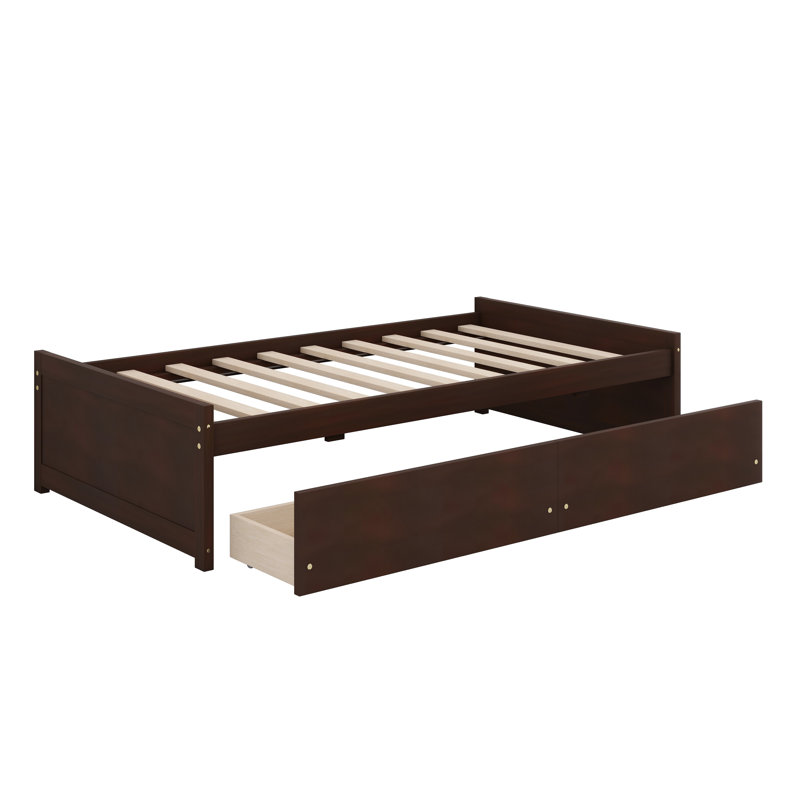 Solution de lit compact avec tiroirs de rangement coulissants, Espresso