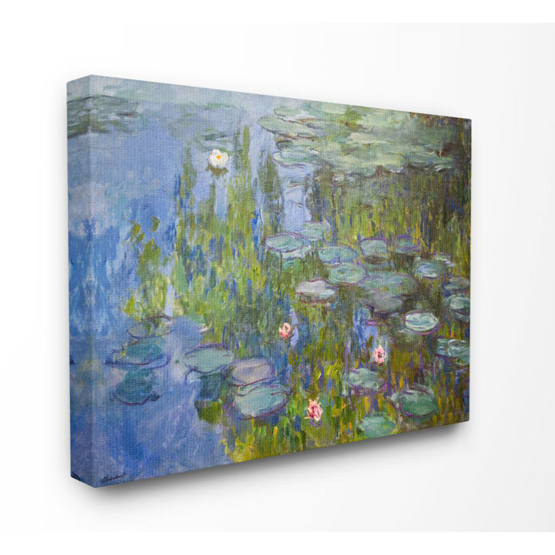 «Monet Impressionist Lilly Pad Pond» par Claude Monet - reproduction d'art, Toile tendue, H 36 po x l 48 po x P 1,5 po