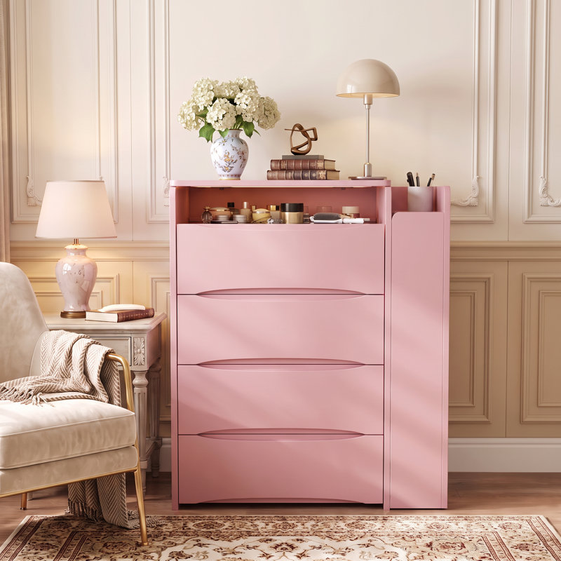 Coiffeuse 3 en 1 avec miroir rabattable, éclairage DEL réglable, plateau latéral coulissant et tabouret, idéale pour gagner de la place dans une chambre, rose.
