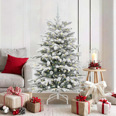 Artificial Hinged Christmas Tree White PE and PVC