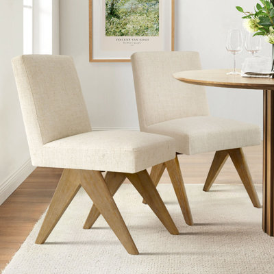 19.5'' Seat Height Upholstered Solid Wood Full Back Dining Chair
