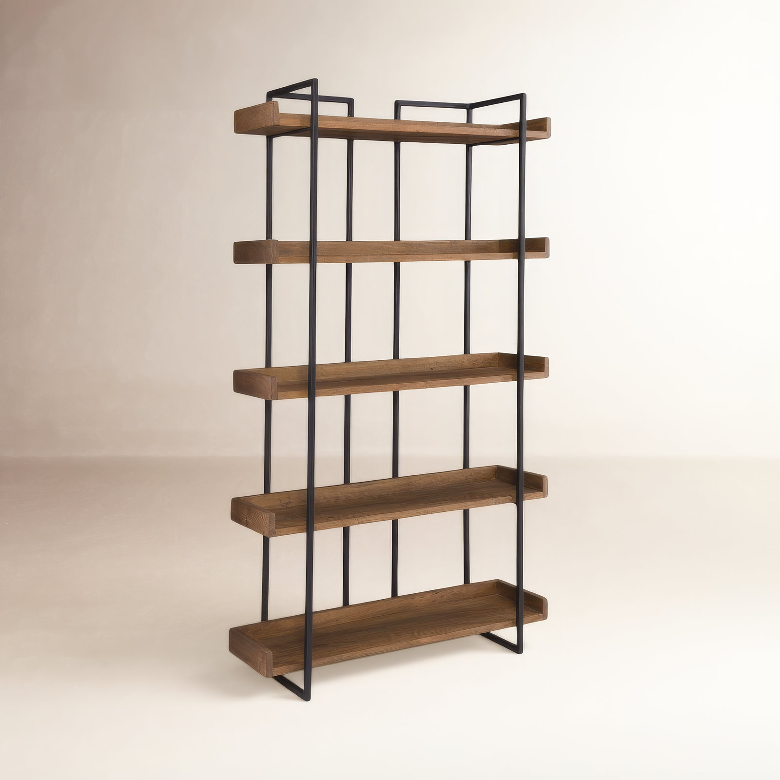 Berrien Acacia Bookcase, (5 Shelves) 75" H x 44" W x 13.5" D
