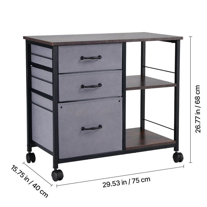 75cm Wide 3 -Drawer Mobile File Cabinet, Brown