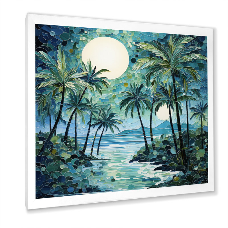 «Green Minimalims Palm Trees IV», reproduction sur toile, H 36 po x l 36 po x P 1,5 po, Cadre simple blanc