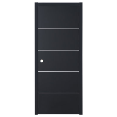 Glam G-Pro 010 Knocked Down Soft Black Laminated Modern Interior Door 18in x 80in