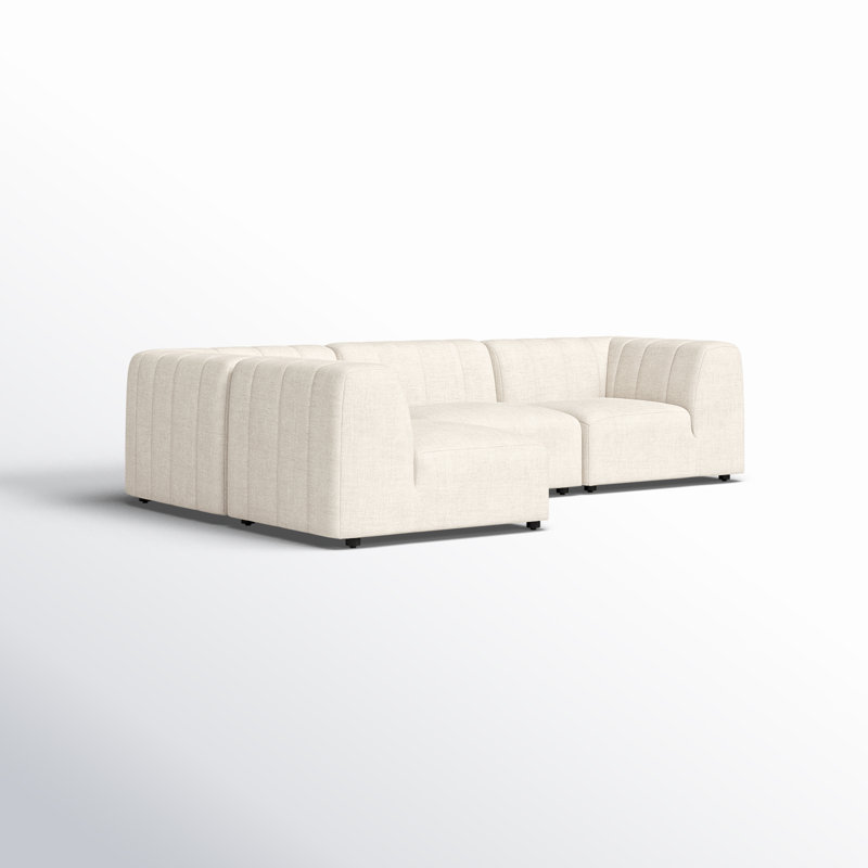 Nedra 121'' Wide Wood Patio Sectional with Cushions, Faye Sand