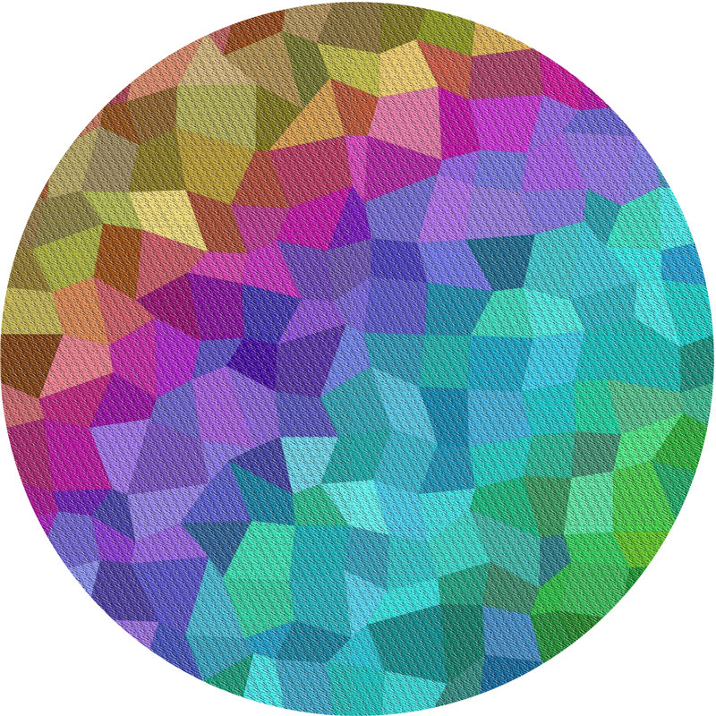 Tapis rose à motifs/bleu aqua/vert zone verte, Rond 4 pi