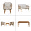Ensemble de conversation pour patio 4 pièces, causeuse en bois massif, 2 chaises et table, ensemble de conversation avec coussins pour la cour, la piscine et le jardin-1905450722