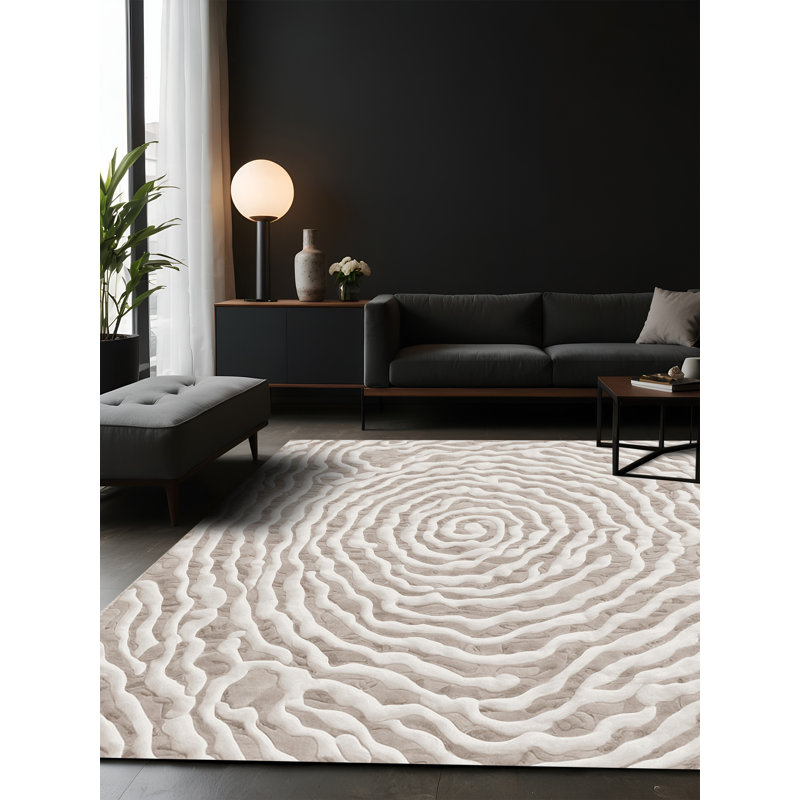 Tapis gris soyeux et moelleux, Carré 6 pi