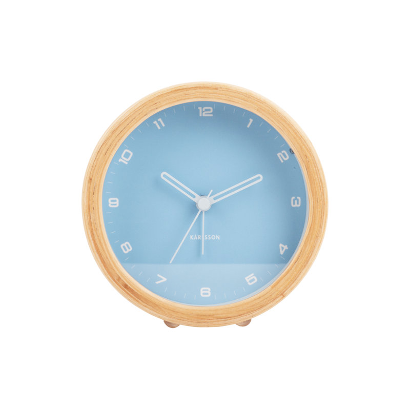 Wood Mechanical Alarm Tabletop Clock, Blue