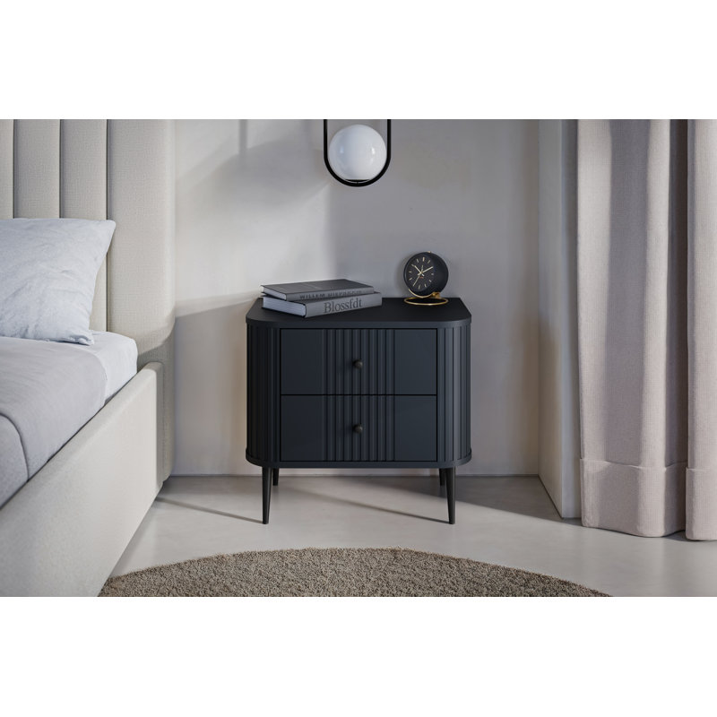 Dayzee 56cm W Manufactured Wood Bedside Table, Black/Black, Black, Black