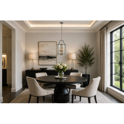 Luminaire suspendu lanterne en chrome 8 lumières avec abat-jour en verre