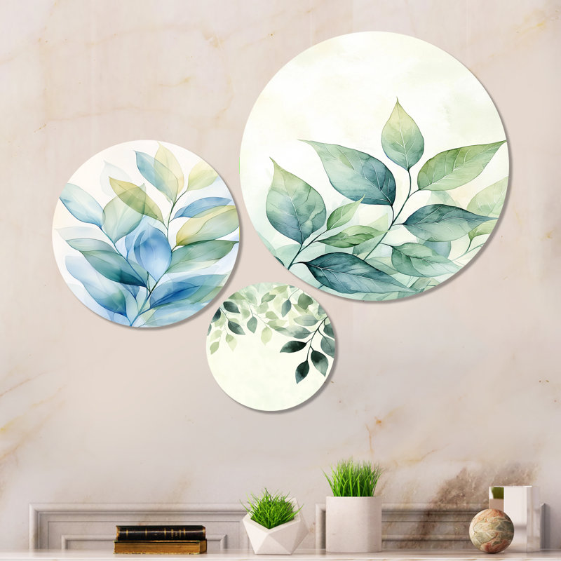 Plantes botaniques vertes minimalistes - Art mural 3 panneaux Nature