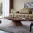 Light luxury walnut-colored oval coffee table-351119351