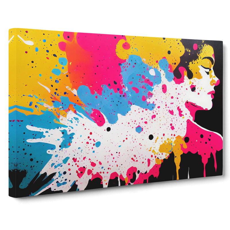 Paint Splashed Woman Abstract - Wrapped Canvas, 40cm H x 60cm W x 3cm D
