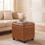 Pouf de rangement carré de 39 cm en similicuir avec roulettes et plateau-1650217482