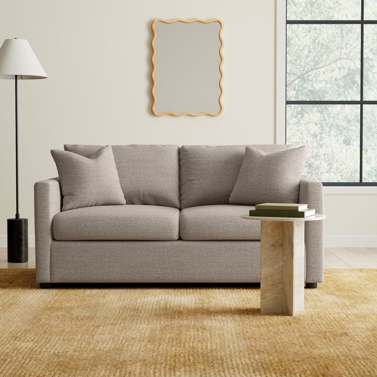Godwin 67'' Upholstered Sofa, Drusky Linen Sustain® Basketweave