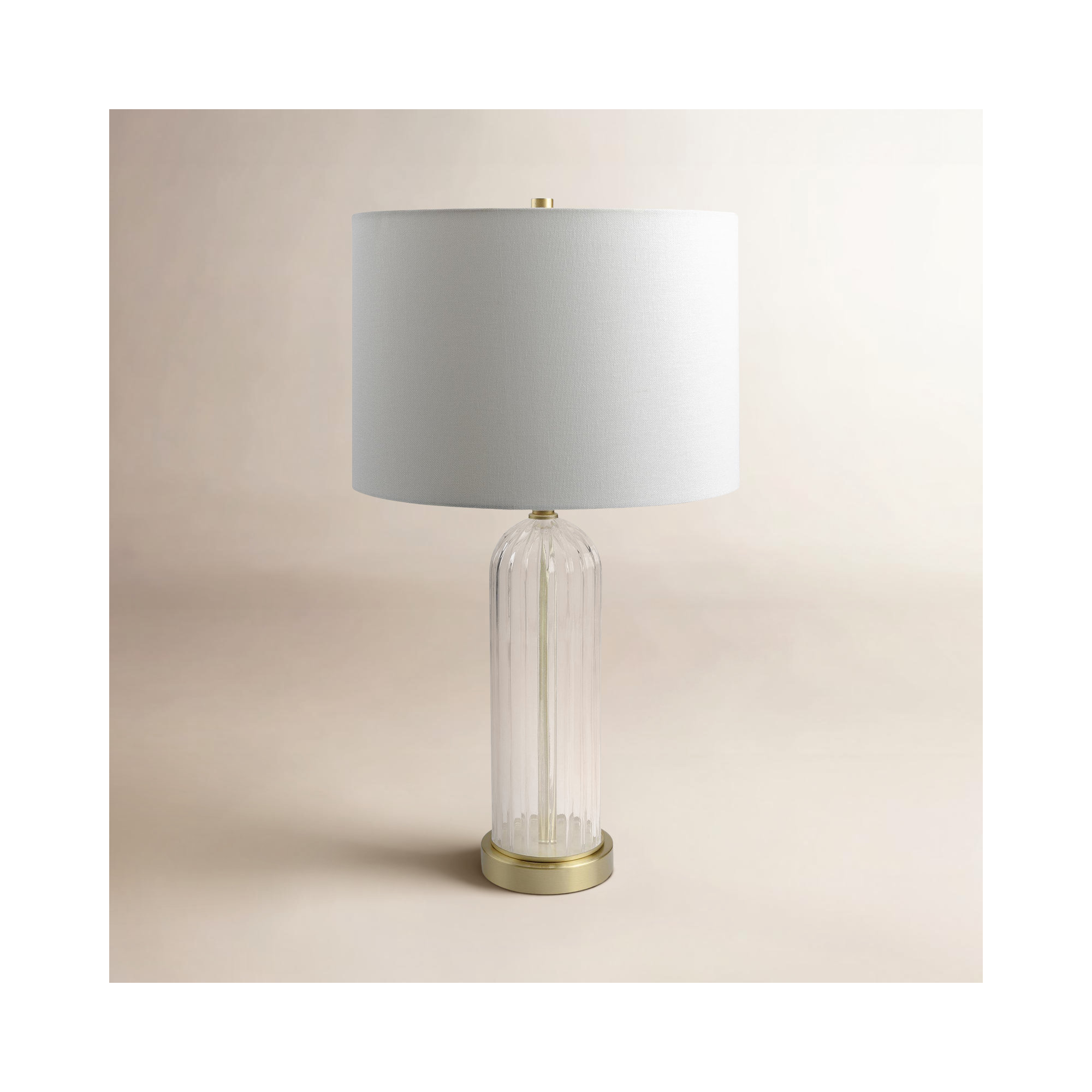 Ini Glass and Iron Table Lamp with Cotton Drum Shade 