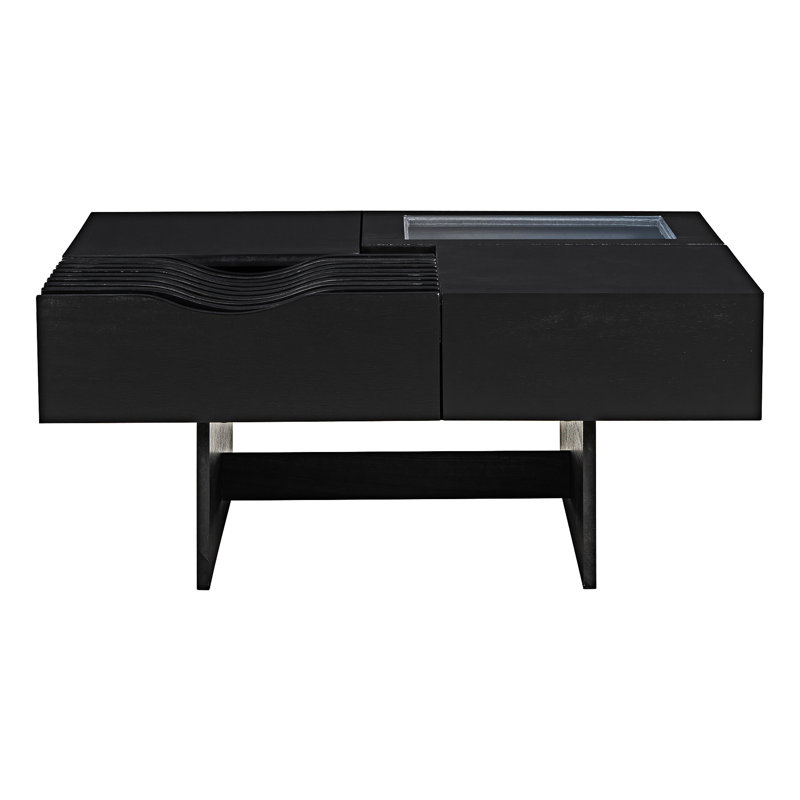 Table basse en bois avec tiroirs, Noir
