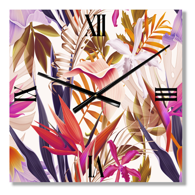 Horloge murale fleurs tropicales IV, Très grand