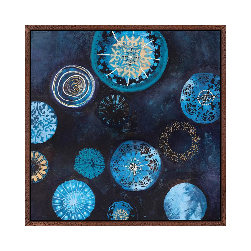 Indigo - Print on Canvas, 66.04cm H x 66.04cm W x 3.81cm D, Classic Brown Wood Framed