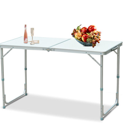 Table de camping pliante 47 po - Hauteur réglable, portable léger, robuste pour le garage, pique-nique, corvées légères, maison, utilisation pique-nique
