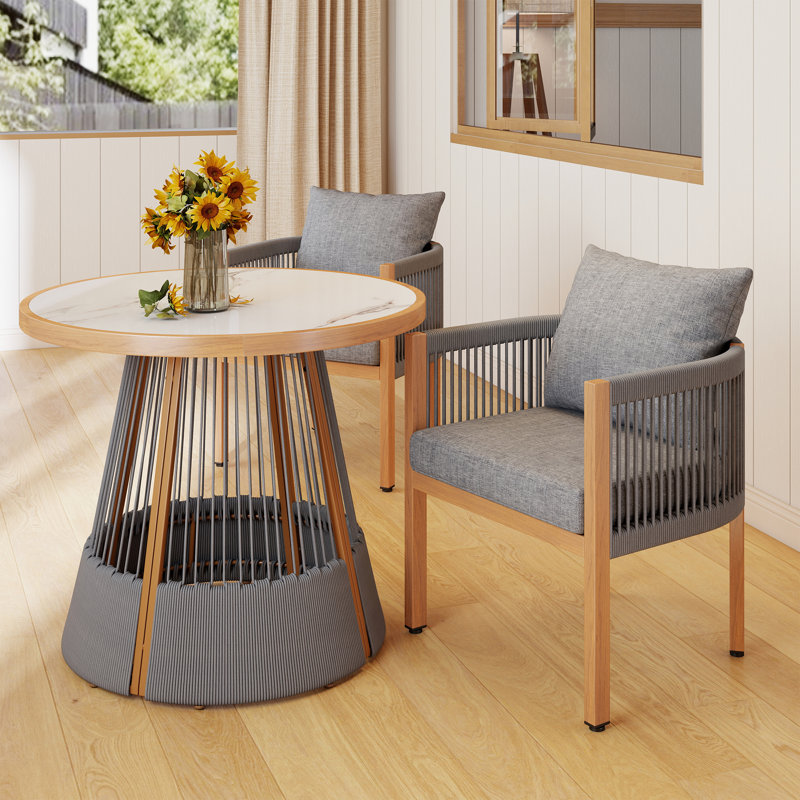 Ensemble de table de salle à manger de patio, Gris, 2