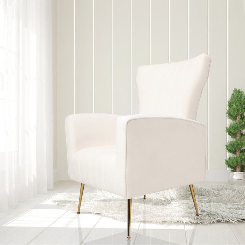 Fauteuil à oreilles à oreilles en velours avec pieds dorés - simple rembourré pour la décoration intérieure