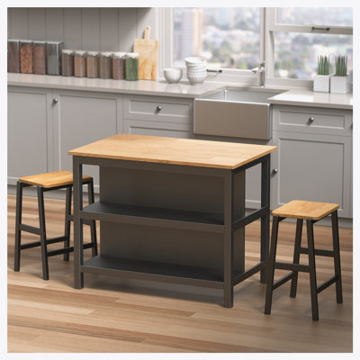3 Pieces Dining Table Sets, with Fixed Table
