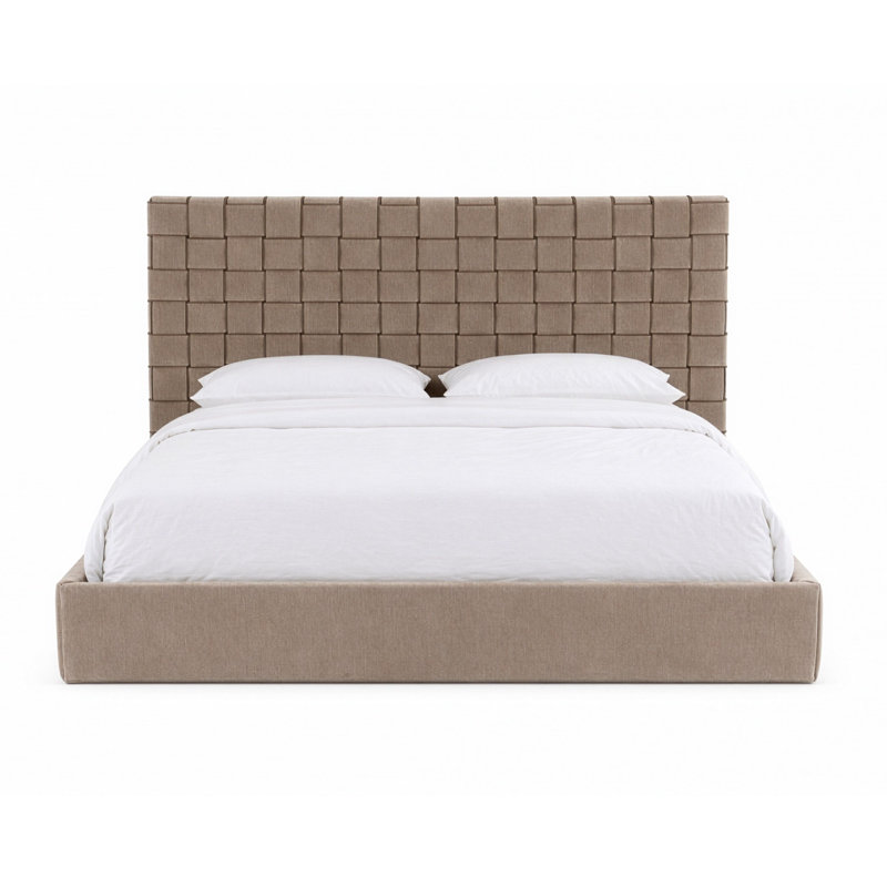 Rousey - Lit moderne en tissu taupe