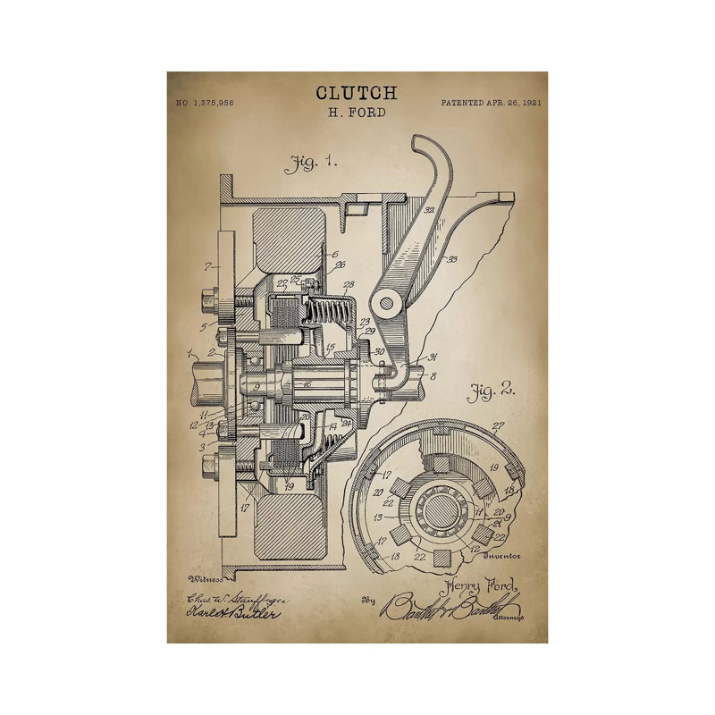 Ford Clutch - Wrapped Canvas Print, 20.32 cm H x 30.48 cm W