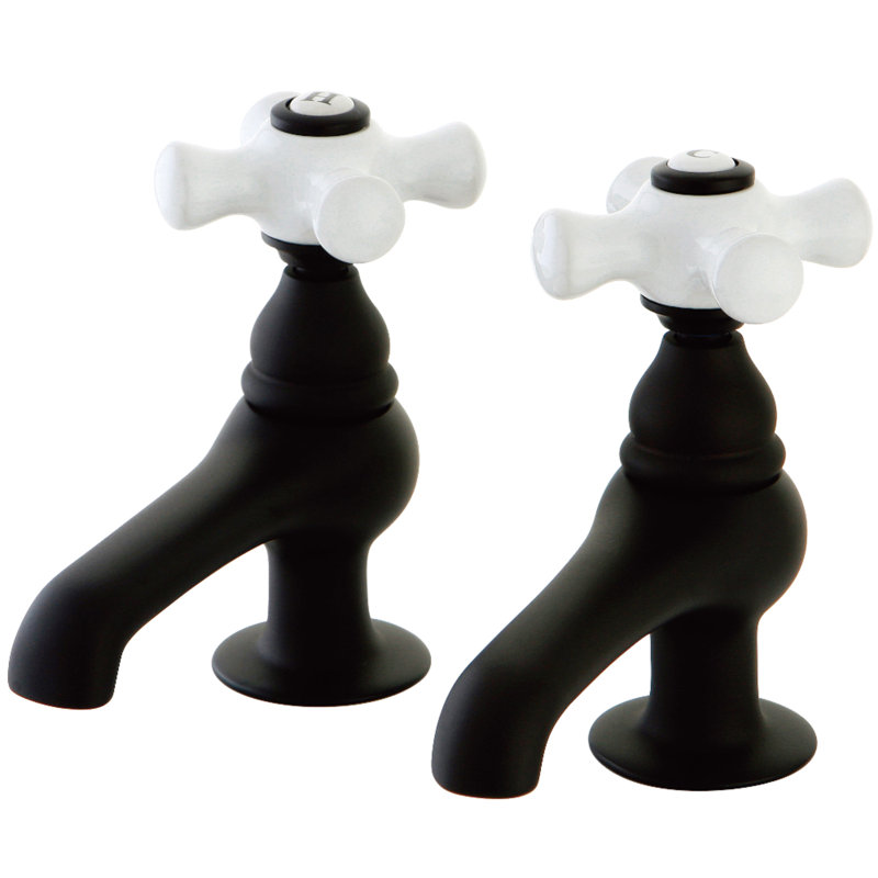 Kingston Brass Restoration Two-Handle Deck Mount Basin Tap Faucet, Oil Rubbed Bronze
