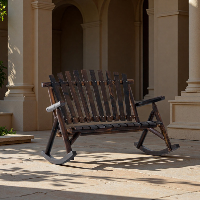 Chaise berçante d'extérieur en bois, chaise berçante double en bois
