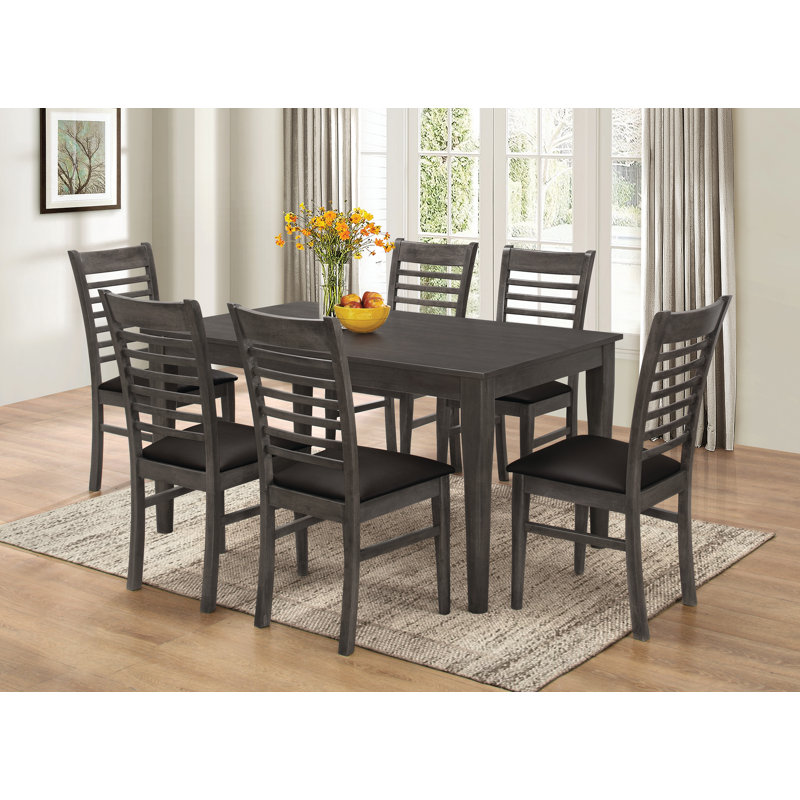 Floraidh 6 - Person Four Leg Dining Set, Gray, Gray/Black