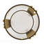 Table de bout ronde moderne en verre avec structure asymétrique en métal doré et tablette inférieure, table d'appoint en verre trempé transparent-1349315945