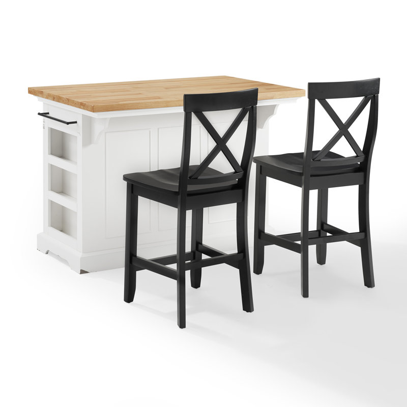 Ensemble d'îlot de cuisine 50 "Diamondback, Bois, Blanc / noir