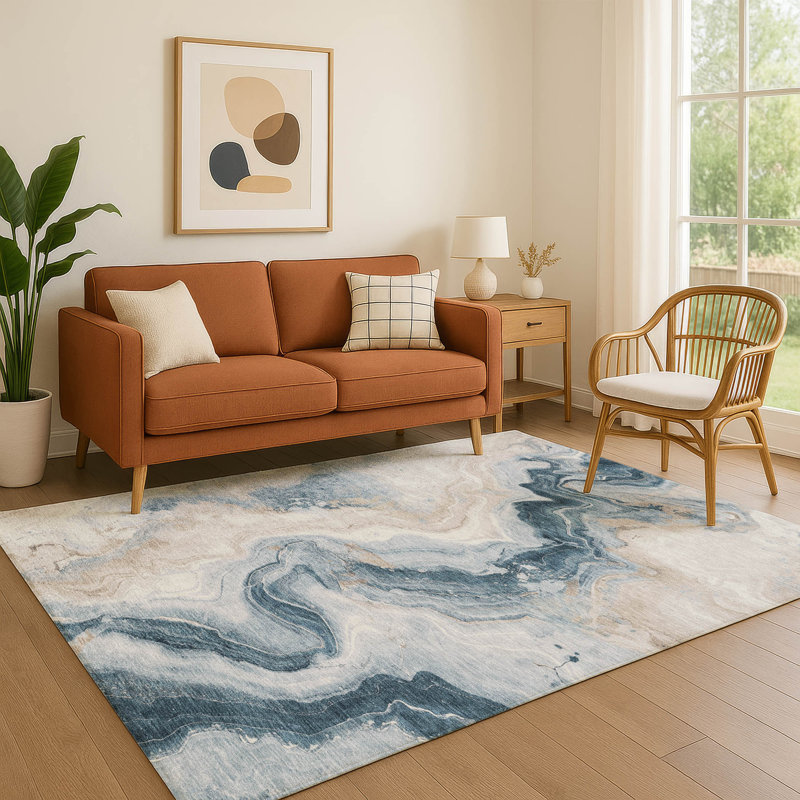Premium Machine Washable Chelston AMF1862 Swirls Rug, Rectangle 8' x 10'