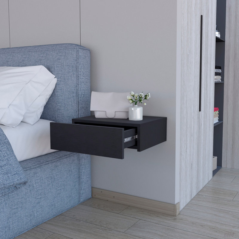 Floating Nightstand, Sleek Wall-Mounted Design With Spacious Drawer Storage