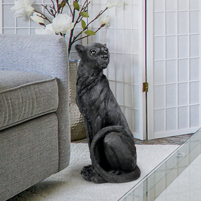 Statue noir pensive panther