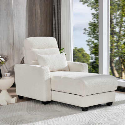 Méridienne électrique avec dossier réglable, coussin lombaire, charge sans fil et porte-gobelet, fauteuil pour appartement de salon