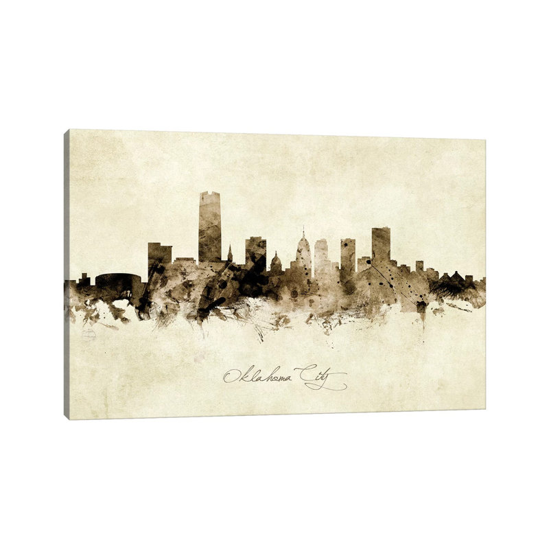 Oklahoma City Skyline by Michael Tompsett - 1 Piece Wrapped Canvas Painting, 66.04 cm H x 45.72 cm W x 1.91 cm D