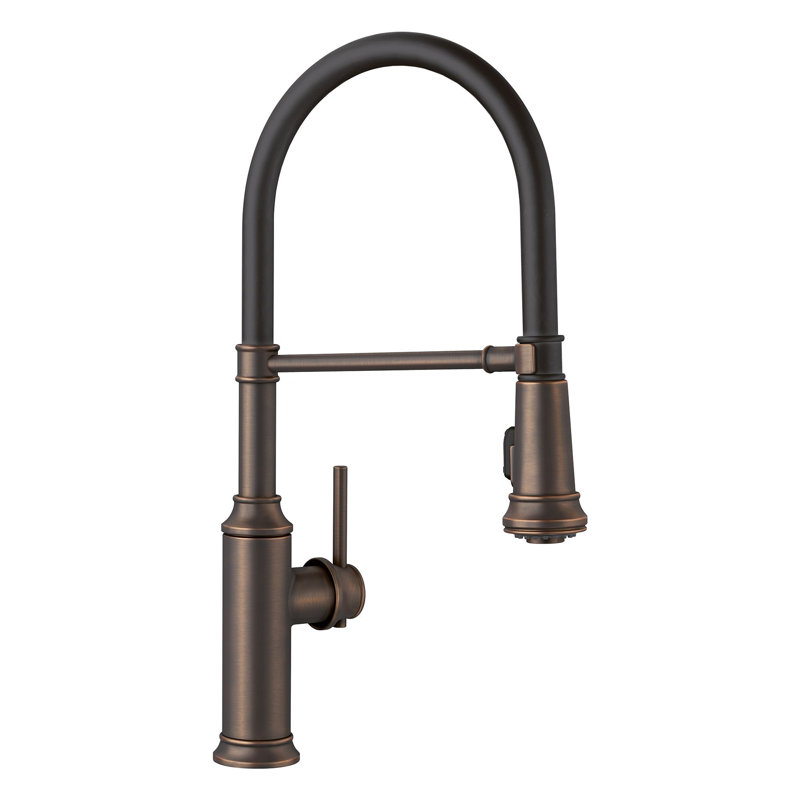 Robinet de cuisine à double jet Empressa, Bronze frotté à l'huile