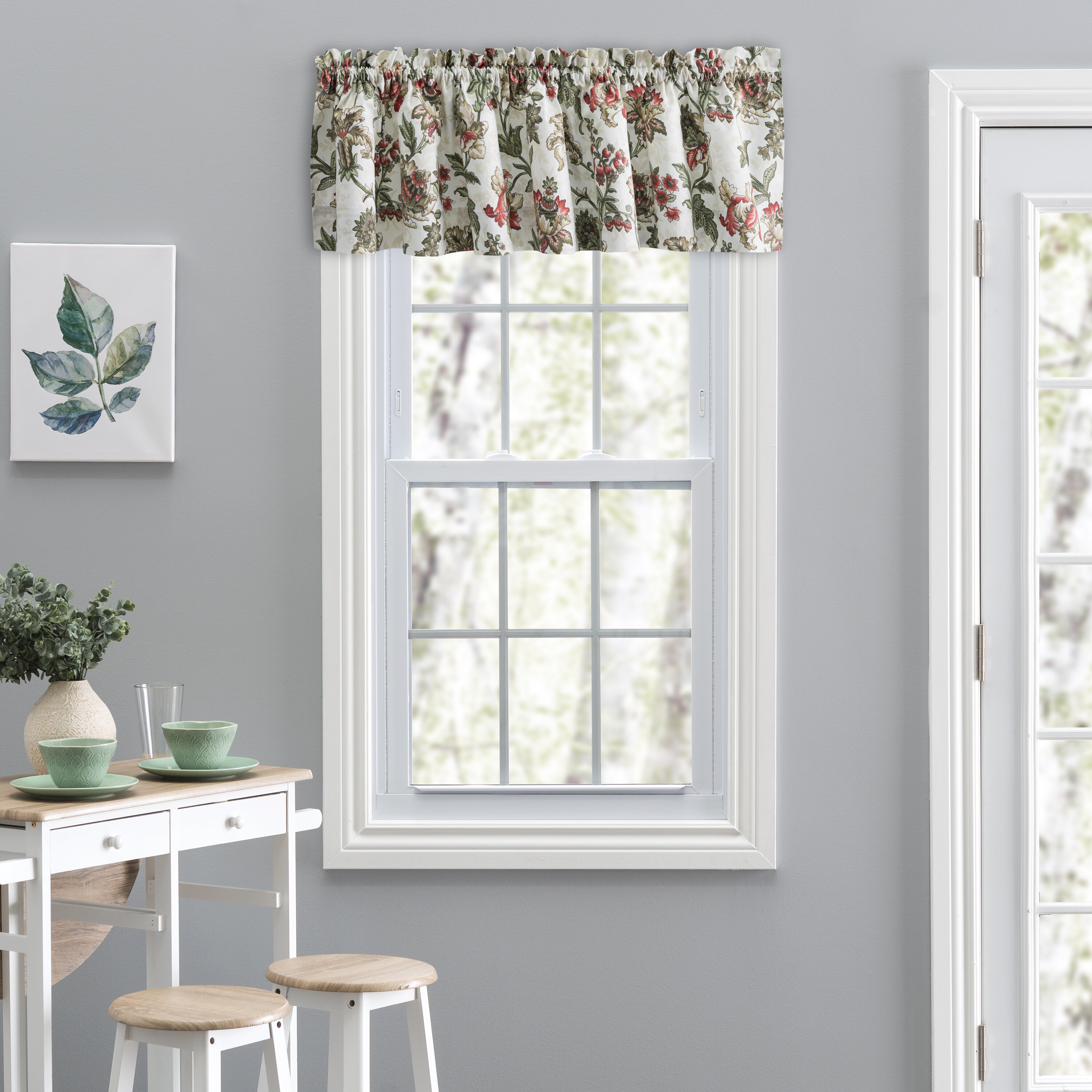 Rosalind Wheeler Tania Floral Cotton Blend Tailored 58'' W Window ...